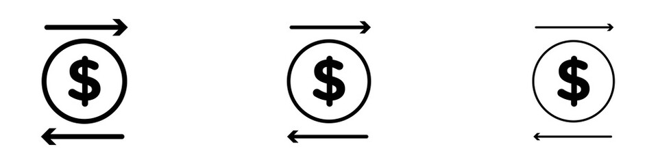 Money transfer icons. Thin linear graphic pictogram for website