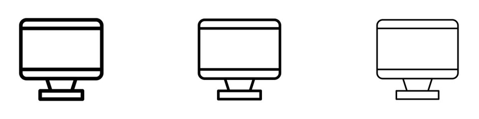 Monitor icons. Thin linear graphic pictogram for website