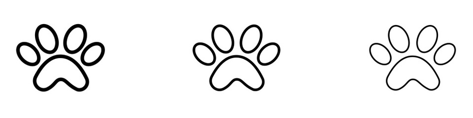 Paw icons. Thin linear graphic pictogram for website