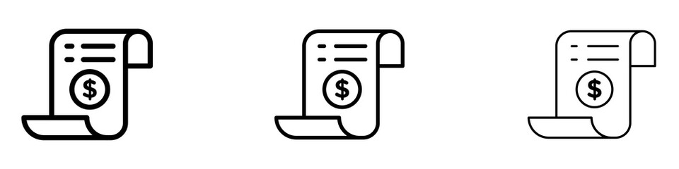 Payroll icons. Thin linear graphic pictogram for website
