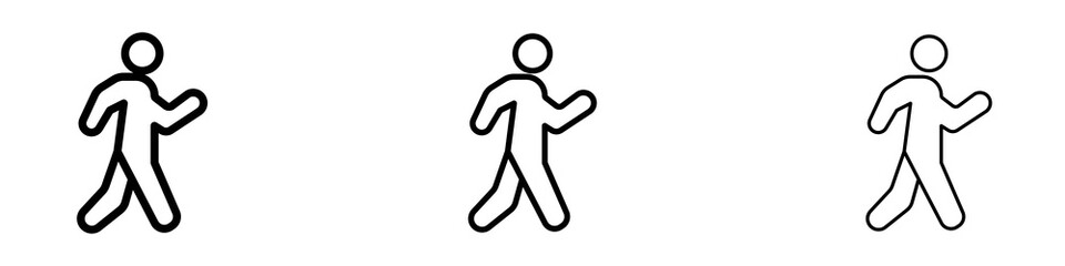 Pedestrian icons. Thin linear graphic pictogram for website