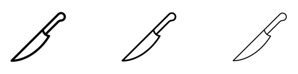 Kitchen knife icons. Thin linear graphic pictogram for website