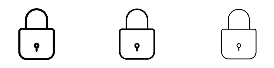 Lock icons. Thin linear graphic pictogram for website