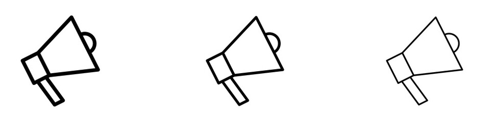 Megaphone icons. Thin linear graphic pictogram for website