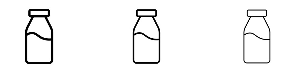 Milk bottle icons. Thin linear graphic pictogram for website
