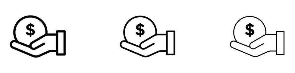 Investment icons. Thin linear graphic pictogram for website