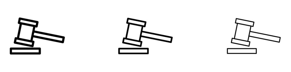 Gavel icons. Thin linear graphic pictogram for website