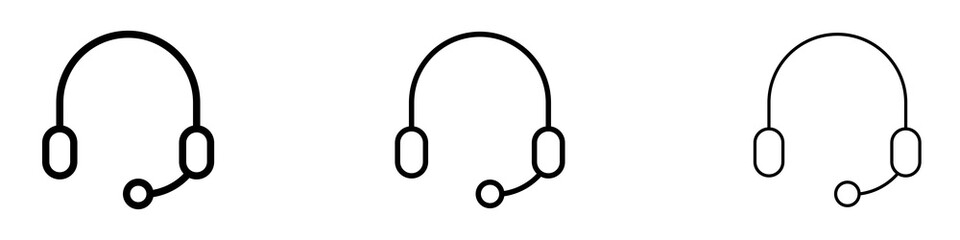 Headphone icons. Thin linear graphic pictogram for website
