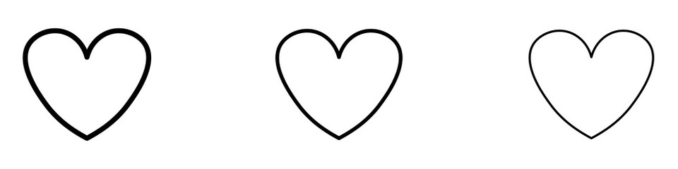Heart icons. Thin linear graphic pictogram for website