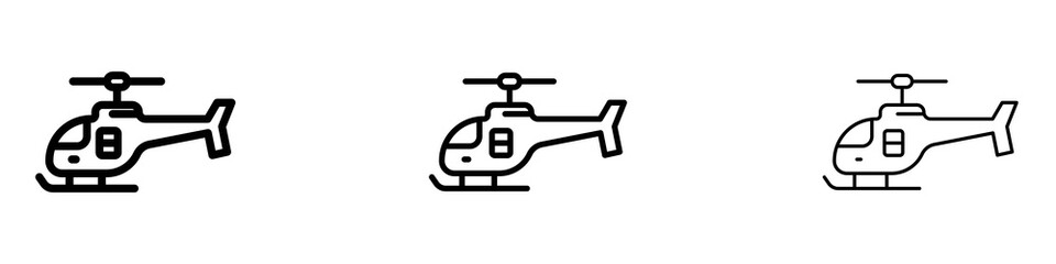 Helicopter icons. Thin linear graphic pictogram for website