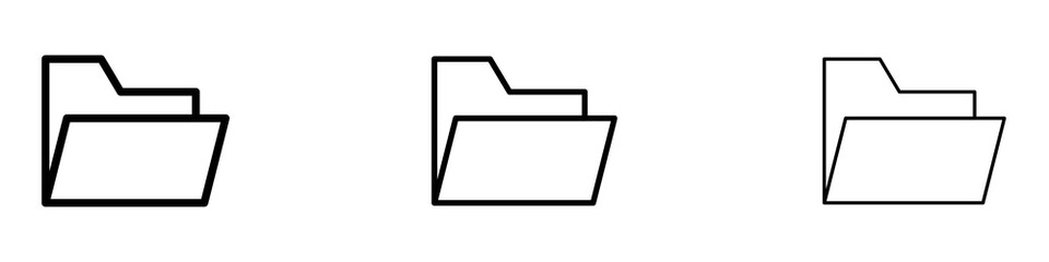 Folder icons. Thin linear graphic pictogram for website