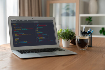 Software development programming on computer screen for modish application and program coding