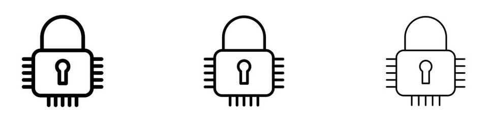 Encryption icons. Thin linear graphic pictogram for website