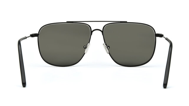 Protect Aviator Sunglasses back view isolated on white background. Eyeglasses with uv lens against sunlight inside view. Glasses rear view modern style for design template and poster