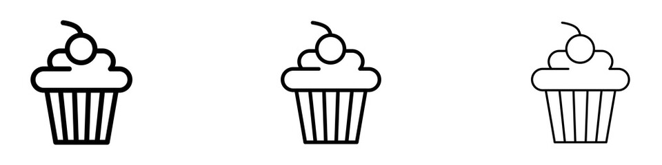 Cupcake icons. Thin linear graphic pictogram for website