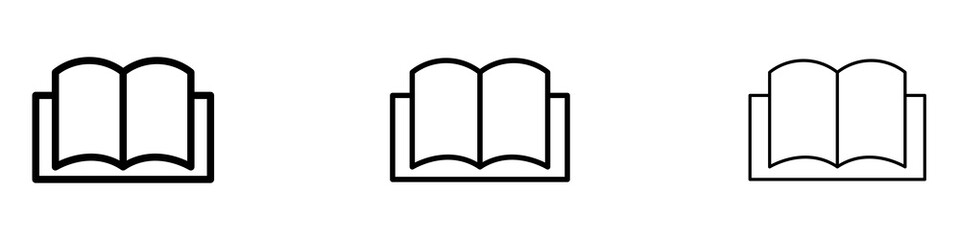 Book icons. Thin linear graphic pictogram for website