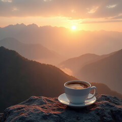 cup of coffee on the mountain