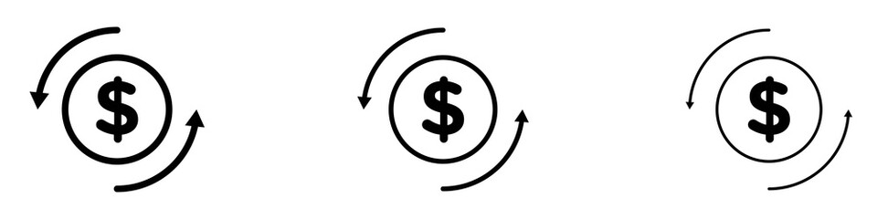 Cash flow icons. Thin linear graphic pictogram for website