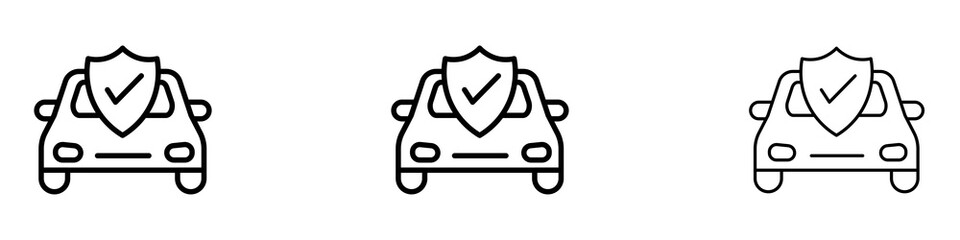 Auto insurance icons. Thin linear graphic pictogram for website