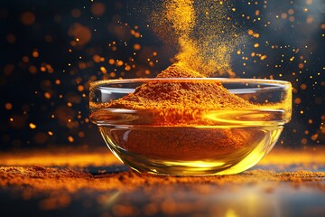 Vibrant Turmeric Curry Spice Mixture. Aromatic Organic Seasoning for Healthy Cooking and Culinary Arts