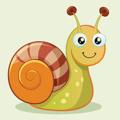 Cute Cartoon Snail Character with Big Eyes and a Smile