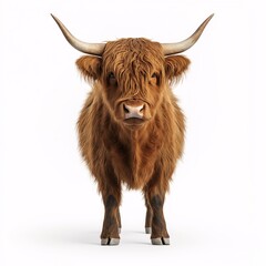 Highland Cow Portrait. Iconic Scottish Breed in Rustic Farmyard Setting
