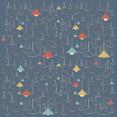 Modern Abstract Pendant Light Pattern on Blue Background