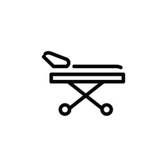 Hospital stretcher icon for emergency medical care and patient transportation on transparent background