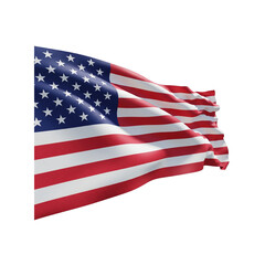 Fototapeta premium Waving Flag of the United States of America Isolated on White Background, American National Symbol