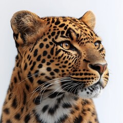 Fototapeta premium Majestic Leopard in Natural Habitat. Close-Up Wildlife Portrait of Endangered Wild Animal in the Forest Ecosystem