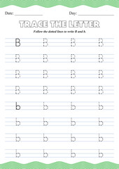Alphabet Tracing Worksheet – Uppercase and Lowercase Letter B Printable for Kids – Handwriting Practice Sheet for Preschool and Kindergarten