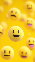 Fototapeta premium 3D Floating Emoticons with Varied Expressions for World Emoji Day