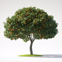 Fototapeta premium Organic Orange Tree in Bloom. Lush Green Leaves and Ripe Citrus Fruits in a Vibrant Botanical Landscape