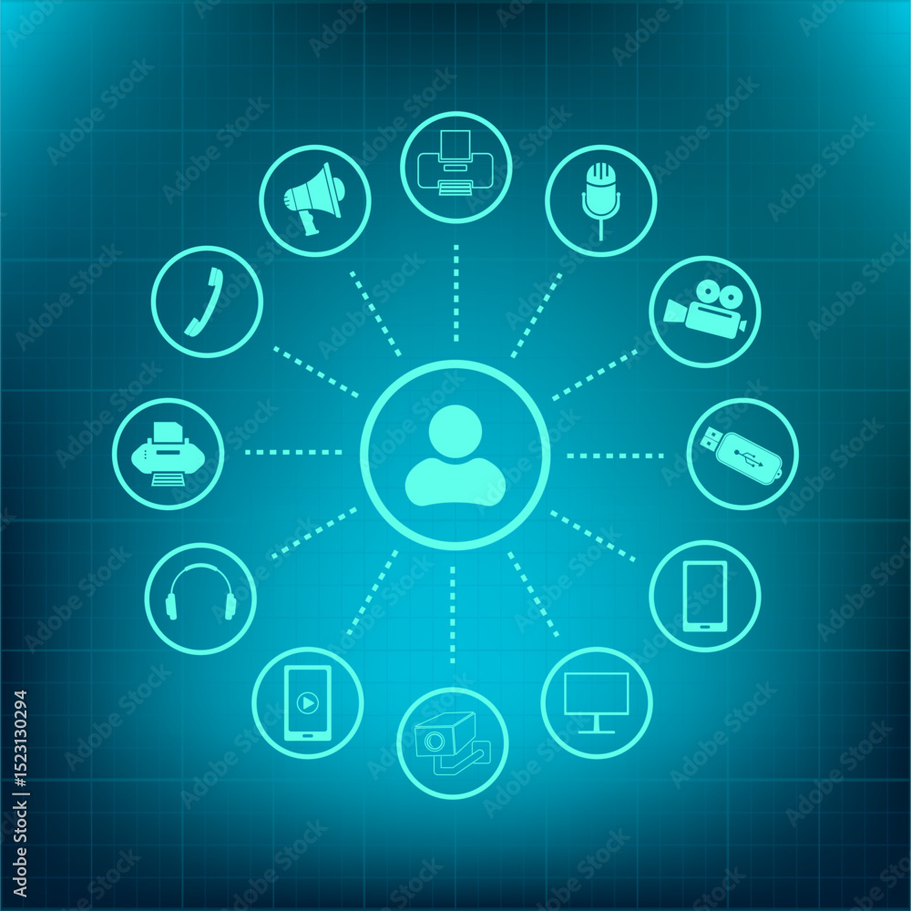 Poster vector icon on a blue background with a gradient