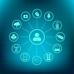 Vector icon on a blue background with a gradient
