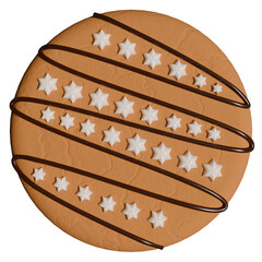 Gingerbread circle shape isolated. 3d rendering.