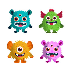 Cute and weird colorful monster characters in vector format. Perfect for games, apps, and children’s crafts.