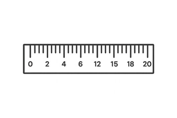Transparent plastic ruler with black markings and centimeter scale isolated on transparent background.