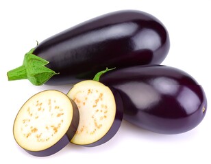 Two eggplants, slices, fresh produce