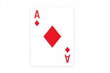 Red ace playing card isolated on transparent background.