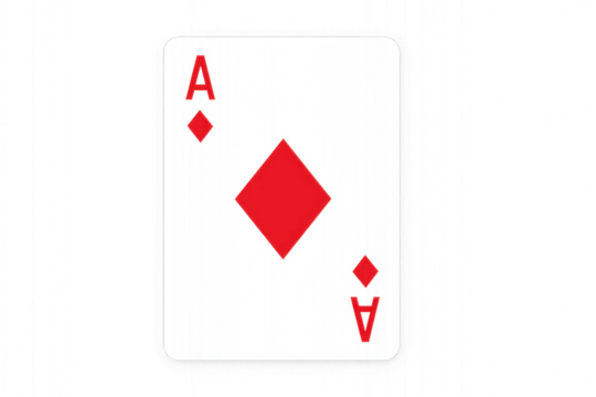 Red ace playing card isolated on transparent background.