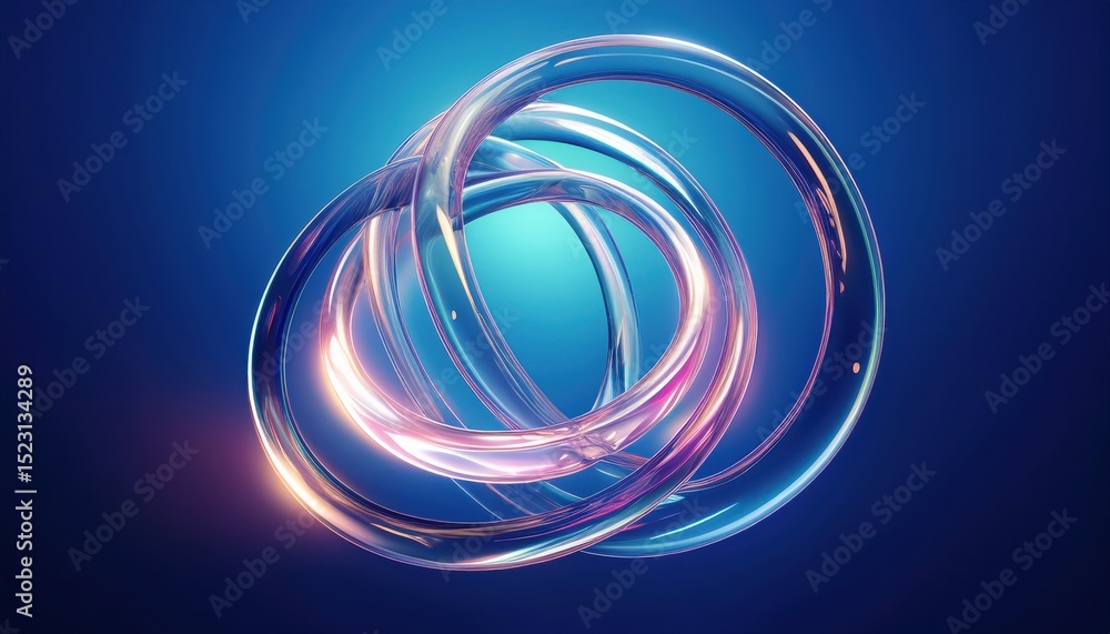 Poster futuristic glass energy loop with glowing reflections and neon gradients for digital art, web design