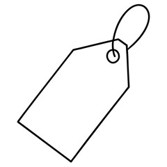 Simple minimalist blank price tag or label outline with a string for product pricing and promotions