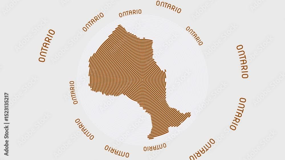 Poster ontario shape with dynamic circles visual effect. animation of ontario logo appearing from rotating 