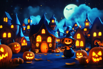 halloween background with pumpkin and bats