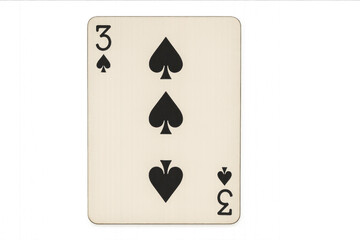 White playing card with of Spades suit symbol shown, isolated on transparent background.