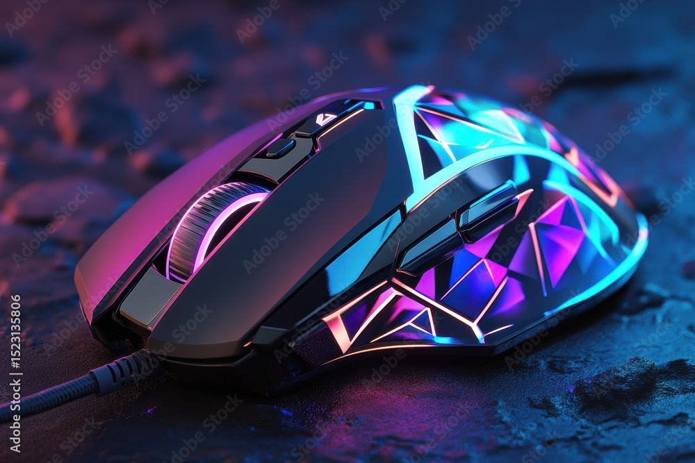 Fototapete modern wired computer mouse, a sleek, modern wired computer mouse with a smooth surface and ergonomi