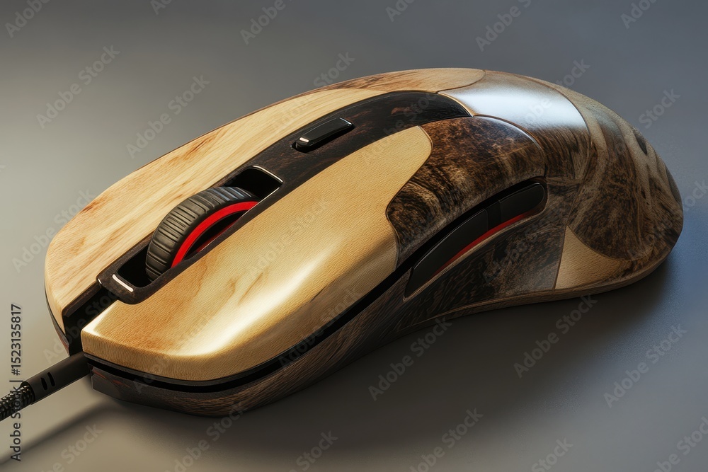 Fototapete modern wired computer mouse, a sleek, modern wired computer mouse with a smooth surface and ergonomi
