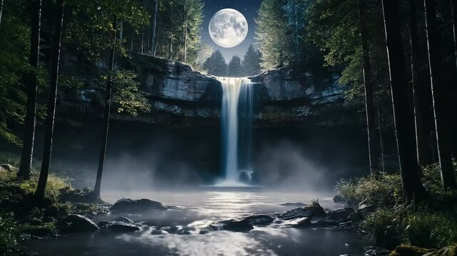Dramatic waterfall image with dark hues
