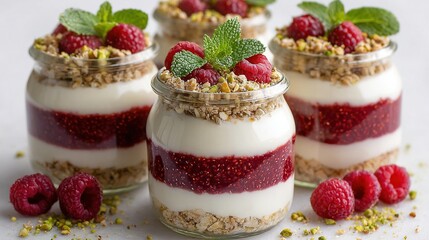  Raspberry and Yogurt Parfait in Jars